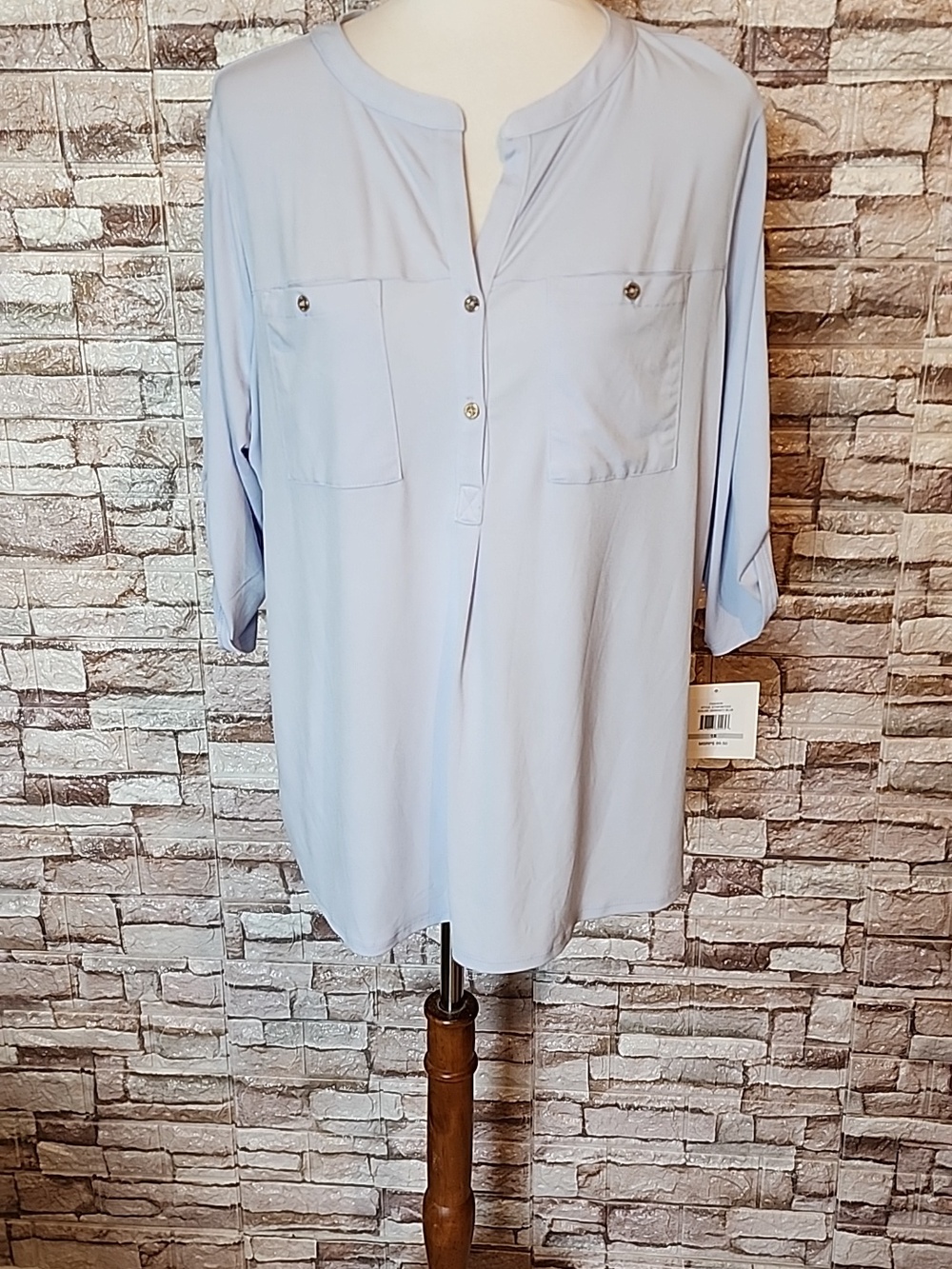 Ellen Tracy Serenity Light  Blue Blouse Brand New